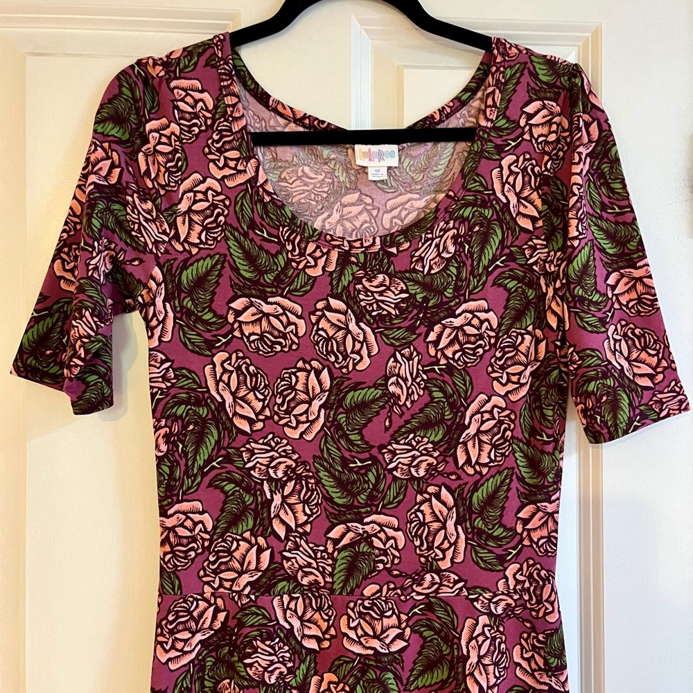LuLaRoe Maxi Dress in rose print, size M